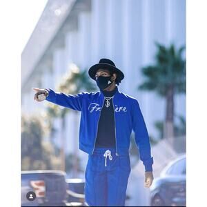 Frere For Big E Men's Blue Bomber Jacket Custom Size M Chest 41